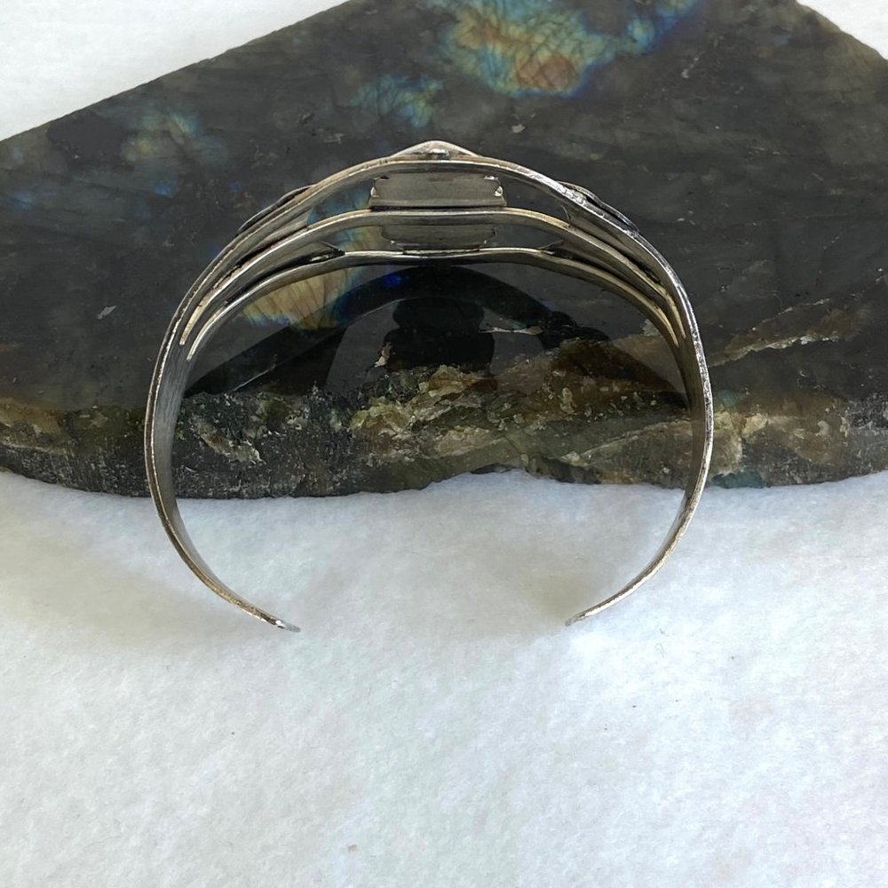 VTG Bell Trading Sterling Silver 925 Southwest Turquoise Wide Band Cuff Bracelet - Picture 7 of 16